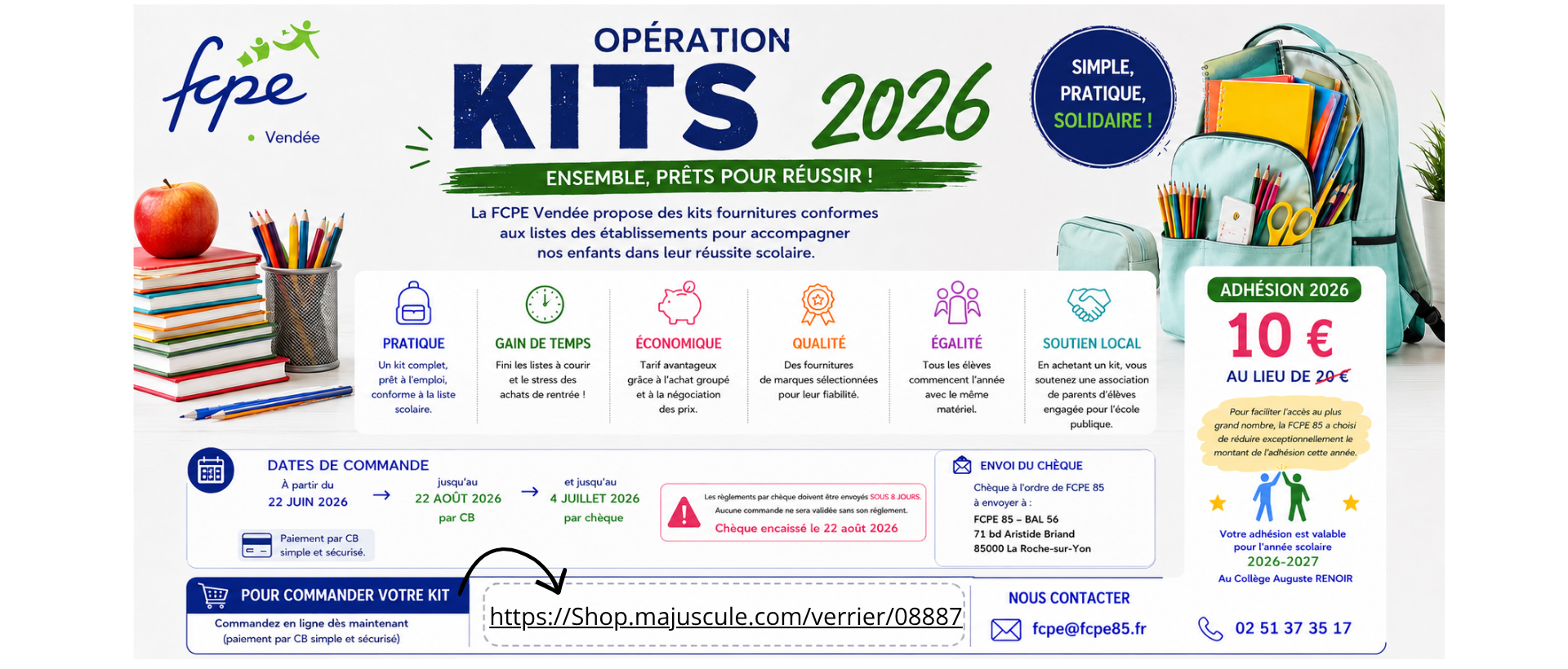 "Opération Kits Fournitures Scolaires 2026"